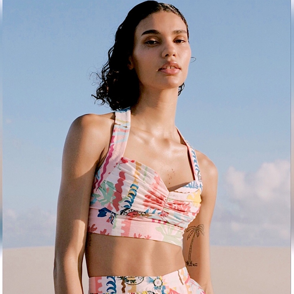 Zara Multi-Color Ruched Crop Top